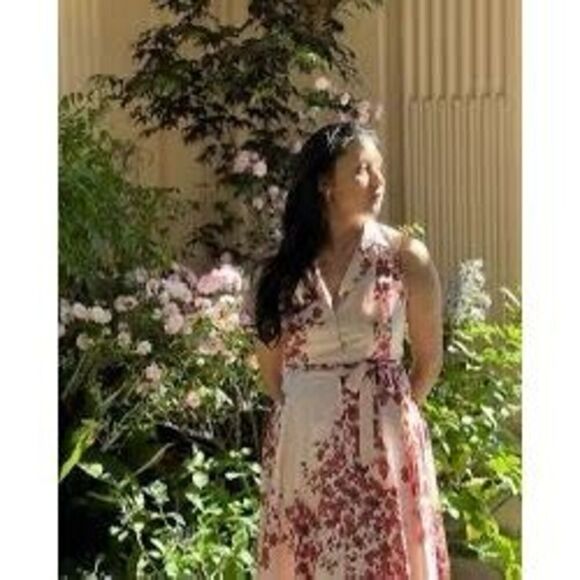 Nanette Lepore 4 Sleeveless Button Down A-Line Dress Cream Rust Floral Midi - Picture 4 of 11